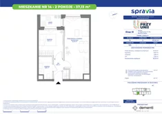 Mieszkanie, 37,13 m², 2 pokoje, piętro 1, oferta nr 19A-14