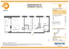 Mieszkanie, 74,01 m², 4 pokoje, piętro 4, oferta nr A-48