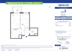 Mieszkanie, 39,52 m², 2 pokoje, piętro 6, oferta nr 103