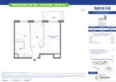 Mieszkanie, 48,38 m², 3 pokoje, piętro 6, oferta nr 106