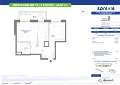 Mieszkanie, 43,58 m², 2 pokoje, piętro 7, oferta nr 110