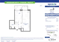 Mieszkanie, 39,62 m², 2 pokoje, piętro 7, oferta nr 111