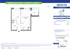 Mieszkanie, 34,66 m², 2 pokoje, piętro 7, oferta nr 118