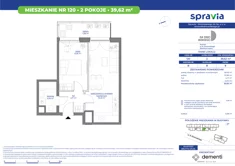 Mieszkanie, 39,62 m², 2 pokoje, piętro 8, oferta nr 120