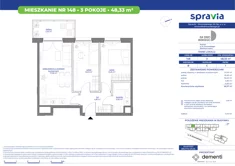 Mieszkanie, 48,33 m², 3 pokoje, piętro 1, oferta nr 148