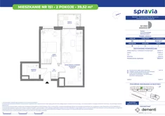 Mieszkanie, 39,52 m², 2 pokoje, piętro 1, oferta nr 151