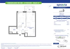 Mieszkanie, 39,52 m², 2 pokoje, piętro 3, oferta nr 169