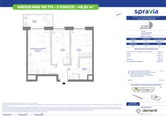 Mieszkanie, 48,33 m², 3 pokoje, piętro 4, oferta nr 175