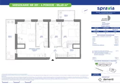 Mieszkanie, 65,49 m², 4 pokoje, piętro 7, oferta nr 201