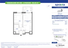 Mieszkanie, 33,46 m², 2 pokoje, piętro 7, oferta nr 203