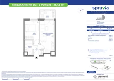 Mieszkanie, 33,46 m², 2 pokoje, piętro 8, oferta nr 212