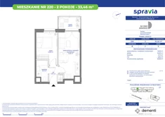 Mieszkanie, 33,46 m², 2 pokoje, piętro 9, oferta nr 220