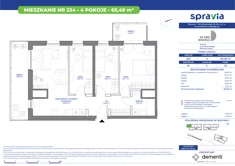 Mieszkanie, 65,49 m², 4 pokoje, piętro 10, oferta nr 224