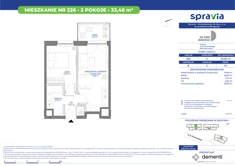 Mieszkanie, 33,46 m², 2 pokoje, piętro 10, oferta nr 226