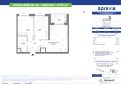 Mieszkanie, 47,72 m², 3 pokoje, piętro 10, oferta nr 48