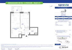 Mieszkanie, 39,52 m², 2 pokoje, piętro 5, oferta nr 94