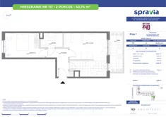 Mieszkanie, 43,74 m², 2 pokoje, piętro 4, oferta nr 117