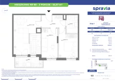 Mieszkanie, 55,57 m², 3 pokoje, piętro 3, oferta nr 80