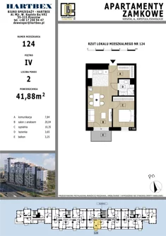 Mieszkanie, 41,88 m², 2 pokoje, piętro 4, oferta nr 124