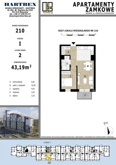 Mieszkanie, 43,19 m², 2 pokoje, piętro 1, oferta nr 210