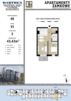 Mieszkanie, 43,42 m², 2 pokoje, piętro 6, oferta nr 40