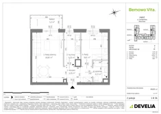 Mieszkanie, 44,05 m², 2 pokoje, piętro 1, oferta nr B3/1/B36