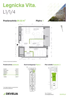 Mieszkanie, 59,32 m², 3 pokoje, piętro 1, oferta nr L1/1/4