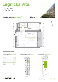Mieszkanie, 60,04 m², 3 pokoje, piętro 1, oferta nr L1/1/5