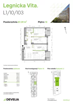 Mieszkanie, 87,39 m², 4 pokoje, piętro 10, oferta nr L1/10/103