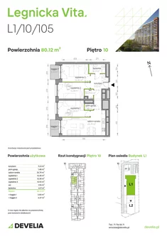Mieszkanie, 80,12 m², 4 pokoje, piętro 10, oferta nr L1/10/105