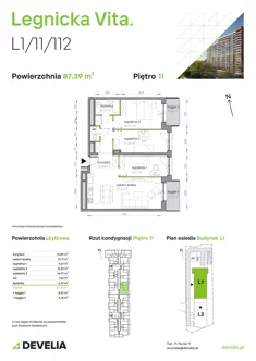 Mieszkanie, 87,39 m², 4 pokoje, piętro 11, oferta nr L1/11/112