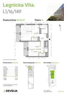 Mieszkanie, 107,18 m², 4 pokoje, piętro 16, oferta nr L1/16/149