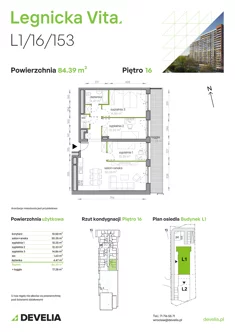 Mieszkanie, 84,39 m², 4 pokoje, piętro 16, oferta nr L1/16/153