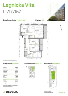Mieszkanie, 122,91 m², 5 pokoi, piętro 17, oferta nr L1/17/157