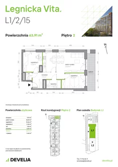 Mieszkanie, 63,91 m², 3 pokoje, piętro 2, oferta nr L1/2/15