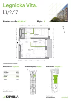 Mieszkanie, 60,55 m², 3 pokoje, piętro 2, oferta nr L1/2/17