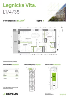 Mieszkanie, 66,21 m², 3 pokoje, piętro 4, oferta nr L1/4/38