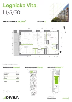 Mieszkanie, 66,21 m², 3 pokoje, piętro 5, oferta nr L1/5/50