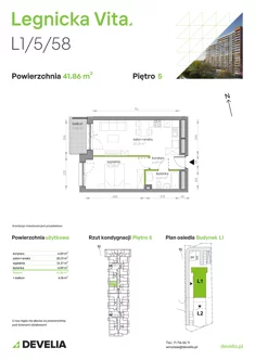 Mieszkanie, 41,86 m², 2 pokoje, piętro 5, oferta nr L1/5/58