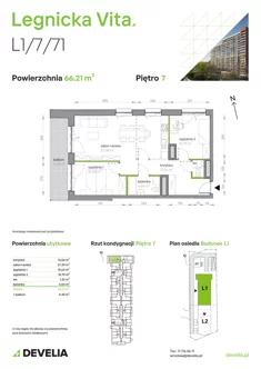 Mieszkanie, 66,21 m², 3 pokoje, piętro 7, oferta nr L1/7/71