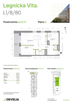 Mieszkanie, 66,21 m², 3 pokoje, piętro 8, oferta nr L1/8/80