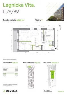 Mieszkanie, 65,81 m², 3 pokoje, piętro 9, oferta nr L1/9/89