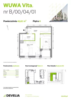 Mieszkanie, 45,82 m², 2 pokoje, parter, oferta nr B.00.04.01