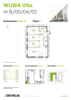 Mieszkanie, 70,80 m², 4 pokoje, parter, oferta nr B.00.04.02