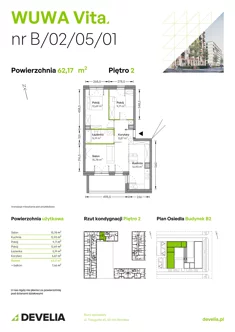 Mieszkanie, 62,17 m², 3 pokoje, piętro 2, oferta nr B.02.05.01