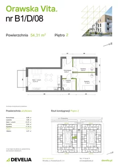 Mieszkanie, 54,31 m², 3 pokoje, piętro 2, oferta nr B1/D/08
