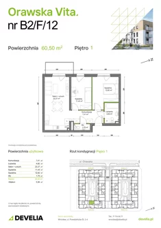 Mieszkanie, 60,50 m², 3 pokoje, piętro 1, oferta nr B2/F/12