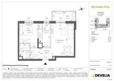 Mieszkanie, 43,16 m², 2 pokoje, piętro 5, oferta nr B4/5/B70