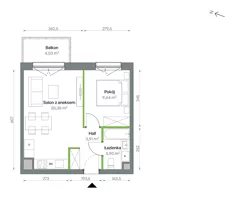 Mieszkanie, 37,80 m², 2 pokoje, piętro 2, oferta nr 1/A/2/47