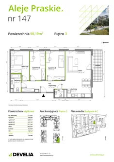 Mieszkanie, 90,19 m², 4 pokoje, piętro 3, oferta nr 147/4C